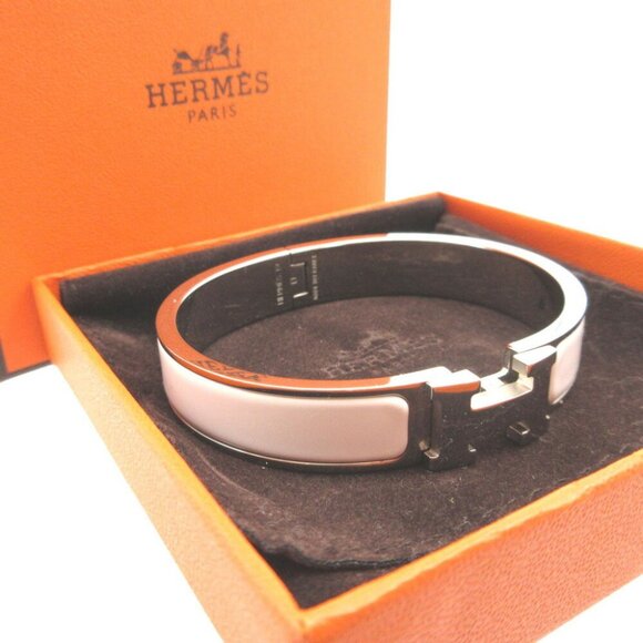 HERMES Metal White Bracelet Bangle 0609 - Picture 3 of 6